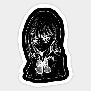 Portrait line art student girl Sticker